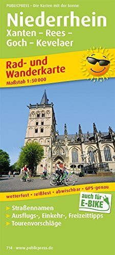 Niederrhein, Xanten - Rees - Goch - Kevelaer: Rad- und Wanderkarte mit Ausflugszielen, Einkehr- & Freizeittipps, wetterfest, reißfest, abwischbar, ... auch für E-Bike (Rad- und Wanderkarte / RuWK)