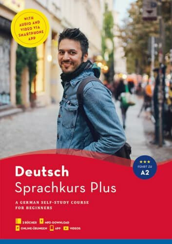 Hueber Sprachkurs Plus Deutsch A1/A2, Englische Ausgabe: A German Self-Study Course for Beginners / Buch mit Begleitbuch, Online-Übungen, MP3-Download und App