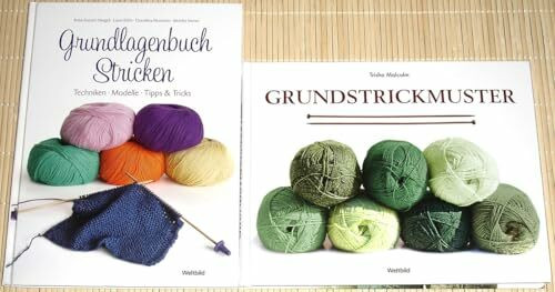2x STRICKEN - Grundstrickmuster + Grundlagenbuch Stricken - Techiken, Modelle, Tipps & Tricks