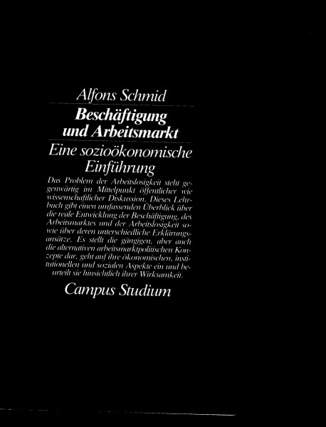 Beschäftigung und Arbeitsmarkt: Eine sozioökonomische Einführung (Campus Studium alt)