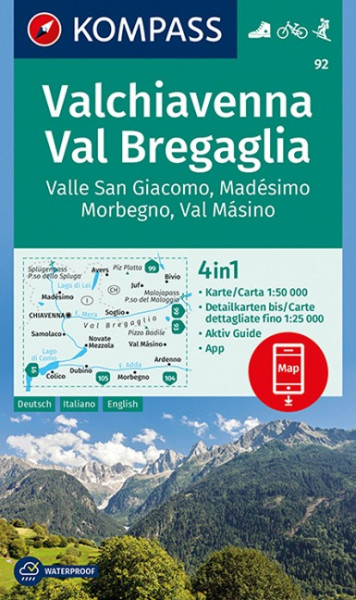 Valchiavenna, Val Bregaglia, Valle San Giacomo, Madésimo, Morbegno, Val Másino 1:50 000