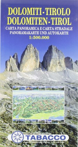 Panoramakarte Dolomiten - Tirol: Wanderkarte Tabacco. 1:500000 (Carta panor. e strad. in scala 1:500.000)