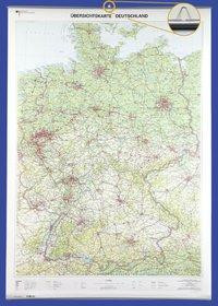 Übersichtskarte Deutschland 1 : 750 000. Wandkarte mit Aufhänger und Bestäbung