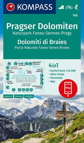 Pragser Dolomiten, Naturpark Fanes-Sennes-Prags, Dolomiti di Braies, Parco Naturale Fanes-Senes-Braies 1:25 000