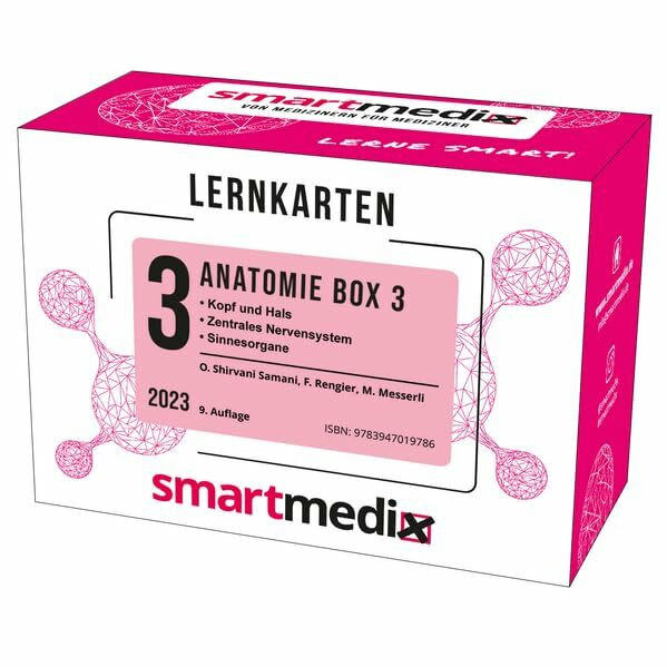 SmartMedix Lernkarten Anatomie Box 3: Kopf und Hals, zentrales Nervensystem und Sinnesorgane