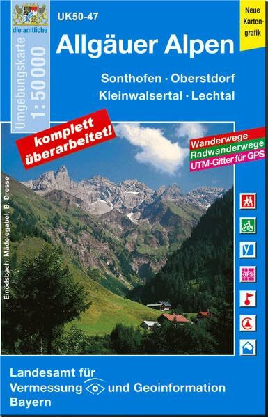 UK50-47 Allgäuer Alpen: Sonthofen, Oberstdorf, Immenstadt i.Allgäu, Oberstaufen, Kleinwalsertal, Lechtal, Pfronten, Naturpark Nagelfluhkette, Warth: ... Karte Freizeitkarte Wanderkarte)