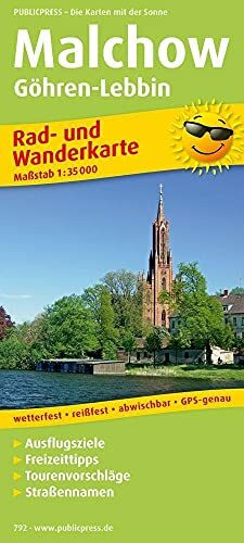 Malchow, Göhren-Lebbin: Rad- und Wanderkarte mit Ausflugszielen, Einkehr- & Freizeittipps, Straßennamen, wetterfest, reißfest, abwischbar, GPS-genau. 1:35000 (Rad- und Wanderkarte: RuWK)