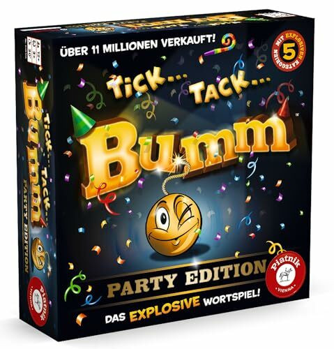 Piatnik 6483 Tick Tack Bumm Party-Edition des Spieleklassikers | ab 12 Jahren geeignet | Das Explosive Wortspiel | Denken, Schlagfertigkeit und Vorstellungsvermögen sind gefordert, Mehrfarbig