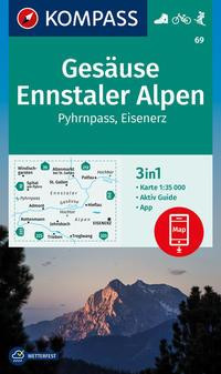KOMPASS Wanderkarte 69 Gesäuse, Ennstaler Alpen, Pyhrnpass, Eisenerz 1:35.000