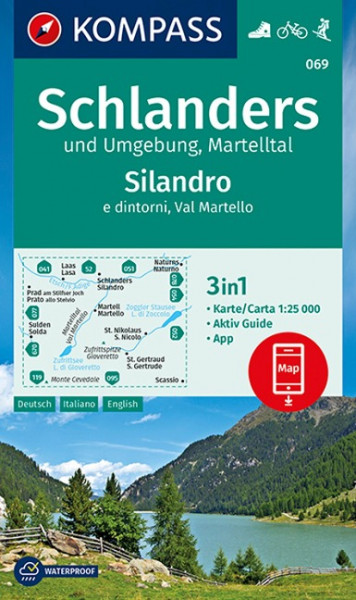 KOMPASS Wanderkarte Schlanders und Umgebung, Martelltal,Silandro e dintorni, Val Martello 1:25 000
