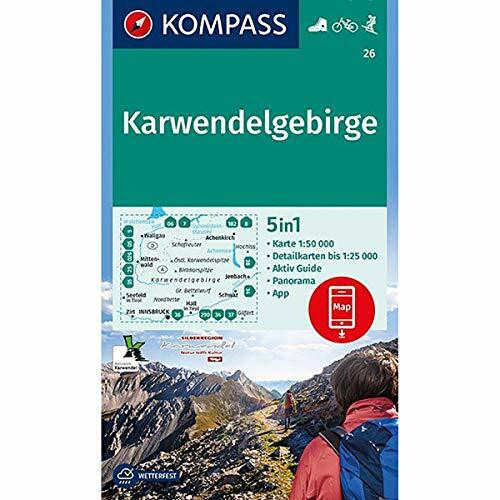 Karwendelgebirge: Wanderkarte mit Aktiv Guide, Panorama, Radwegen und Skitouren GPS-genau. 1:50000 (KOMPASS Wanderkarte, Band 26)