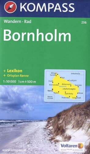 Bornholm: Wanderkarte mit Kurzführer, Radrouten und Stadtplan von Ronne. 1:50000 (KOMPASS Wanderkarte, Band 236)