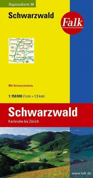 Falk Regionalkarte 14. Schwarzwald. 1 : 150 000