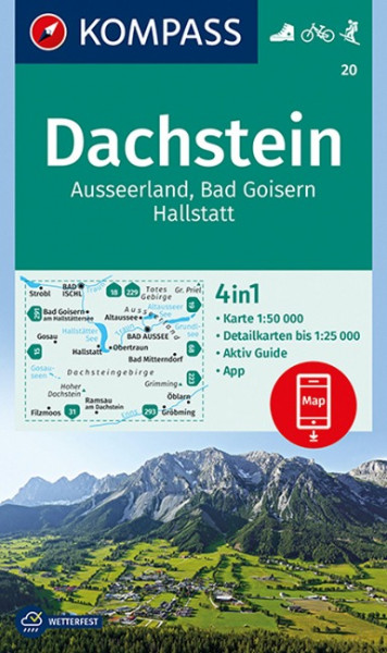 KOMPASS Wanderkarte 20 Dachstein, Ausseerland, Bad Goisern, Hallstatt