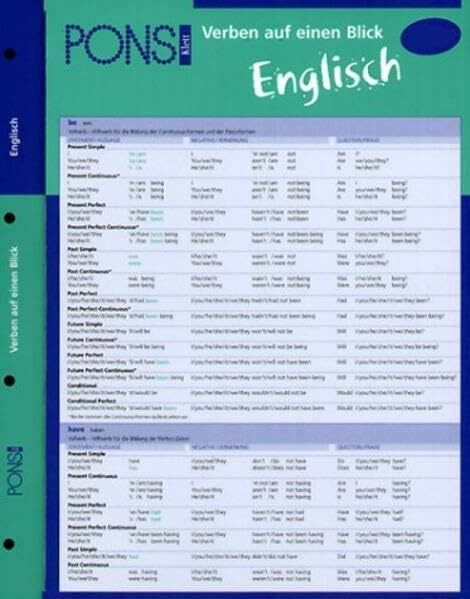 PONS Verben auf einen Blick Englisch: kompakte Übersicht, Verbformen und Konjugationen nachschlagen (PONS Auf einen Blick)