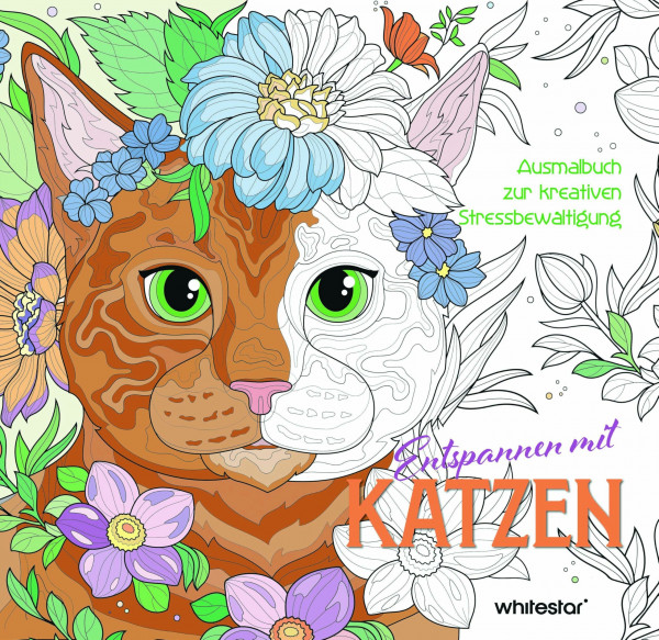 Entspannen mit Katzen: Ausmalbuch zur kreativen Stressbewältigung