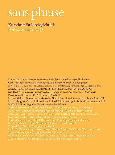 sans phrase: Zeitschrift für Ideologiekritik; Heft 22, Sommer 2023