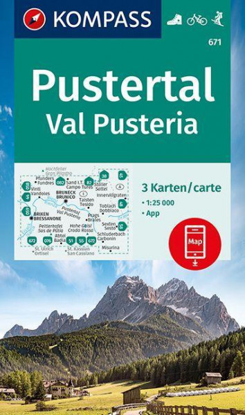 KOMPASS Wanderkarte Pustertal, Val Pusteria 1:25 000 LZ 2021 bis 2025