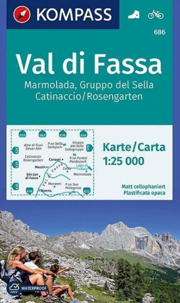 Val di Fassa, Marmolada, Gruppo del Sella, Catinaccio/Rosengarten 1:25 000