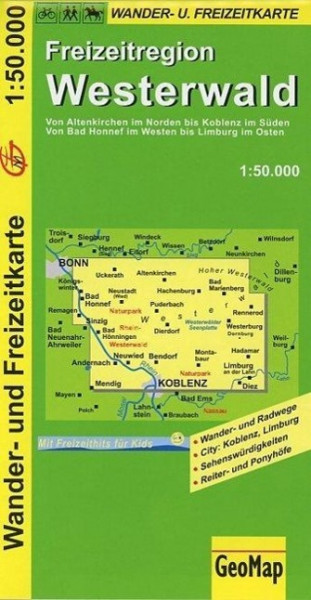 Freizeitregion Westerwald 1 : 50 000. Rad- und Freizeitkarte
