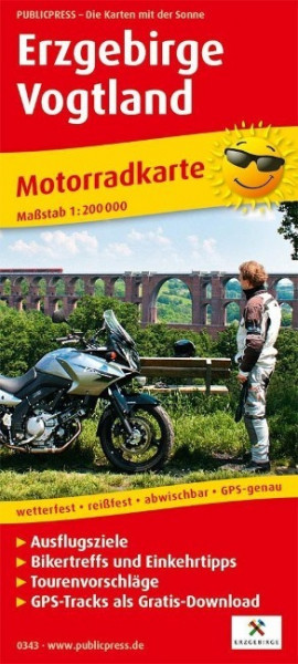 Motorradkarte Erzgebirge - Vogtland 1:200 000