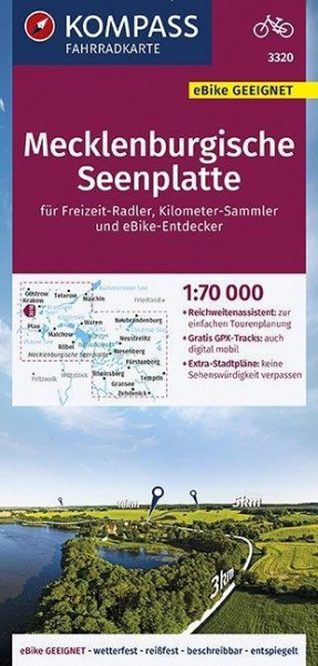 KOMPASS Fahrradkarte Mecklenburgische Seenplatte 1:70.000, FK 3320