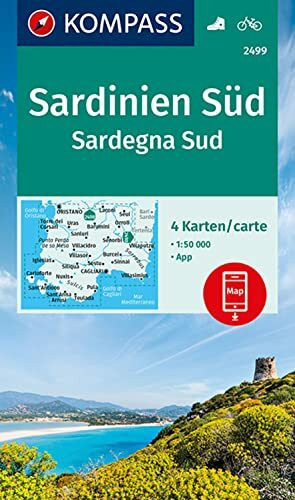 KOMPASS Wanderkarten-Set 2499 Sardinien Süd, Sardegna Sud (4 Karten) 1:50.000: inklusive Karte zur offline Verwendung in der KOMPASS-App. Fahrradfahren.