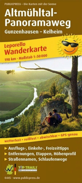 Publicpress Leporello Wanderkarte Altmühltal-Panoramaweg, Gunzenhausen, Kelheim 1:50.000: Wanderkarte Leporello mit Ausflugszielen, Einkehr- & ... 1:50000 (Leporello Wanderkarte: LEP-WK)