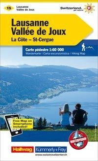 KuF Schweiz Wanderkarte 15 Lausanne - Vallée de Joux 1 : 60 000
