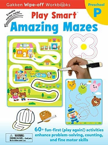 Play Smart Amazing Mazes Ages 2-4: At-home Write-off Workbook with Erasable Marker (Volume 16)