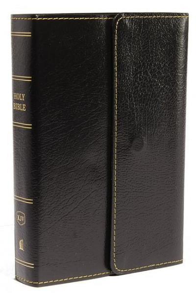 KJV, Reference Bible, Compact, Large Print, Snapflap Leather-Look, Black, Red Letter Edition