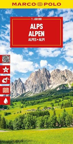 MARCO POLO Reisekarte Alpen 1:650.000: Straßenkarte und Autokarte mit sehenswerten Strecken, Highlights und digitaler Erweiterung (Marco Polo Maps)