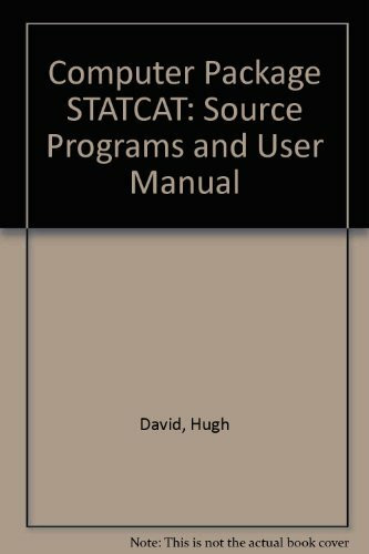 Statcat: The Computer Package : Source Programs and User Manual