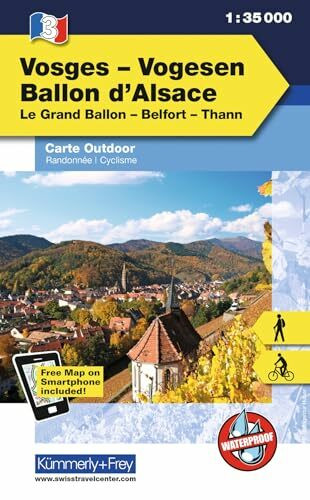 Kümmerly+Frey Outdoorkarte Vogesen / Vosges, Ballon d'Alsace 1:35.000: Mit Le Grand Ballon, Belfort und Thann. Touren für Wanderer, Biker und mehr! Wetterfest und leicht lesbar