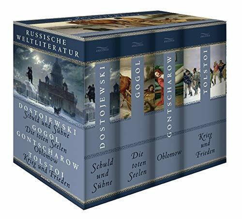 Russische Weltliteratur: Schuld und Sühne - Die toten Seelen - Oblomow - Krieg und Frieden (4 Bände im Schuber)