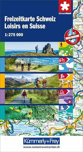 Kümmerly+Frey Wanderkarte Freizeitkarte Schweiz 1:275.000: Detaillierte Karte für spannende Wandertouren, Velotouren, Mountainbiketouren, Kanutouren ... laminiert (Kümmerly+Fery Wanderkarten Divers)