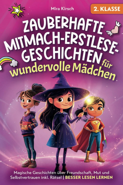 Zauberhafte Mitmach-Erstlesegeschichten für wundervolle Mädchen: Magische Geschichten über Freundschaft, Mut und Selbstvertrauen inkl. Rätsel | Besser lesen lernen | 2. Klasse