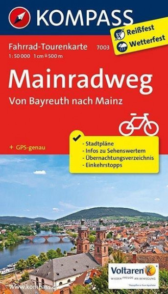 Mainradweg, Von Bayreuth nach Mainz 1 : 50 000
