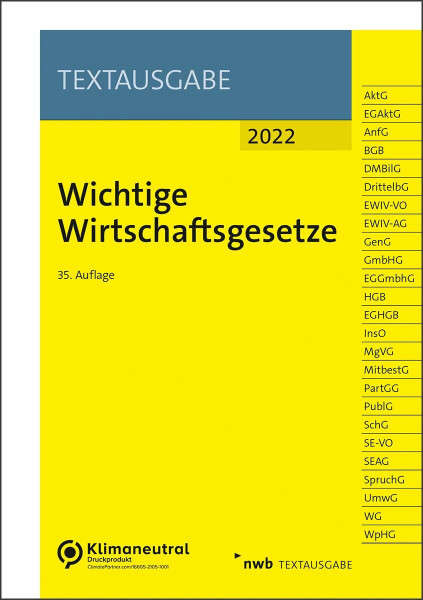 Wichtige Wirtschaftsgesetze (Textausgabe)