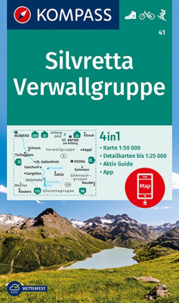 KOMPASS Wanderkarte 41 Silvretta, Verwallgruppe