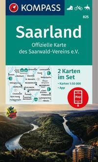 KOMPASS Wanderkarten-Set 825 Saarland, Offizielle Karte des Saarwald-Vereins e.V. (2 Karten) 1:50.000