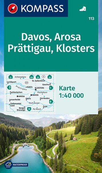 KOMPASS Wanderkarte 113 Davos, Arosa, Prättigau, Klosters