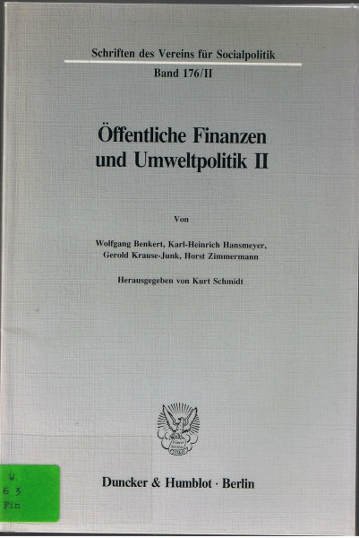 Öffentliche Finanzen und Umweltpolitik II. (Schriften des Vereins für Socialpolitik)
