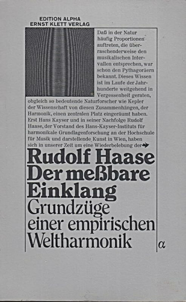 Der messbare Einklang. Gründzüge einer empirischen Weltharmonik. (Edition Alpha)
