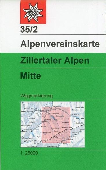 DAV Alpenvereinskarte 35/2 Zillertaler Alpen Mitte 1 : 25 000