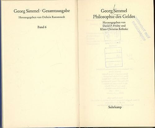 Gesamtausgabe, 24 Bde., Bd.6, Philosophie des Geldes