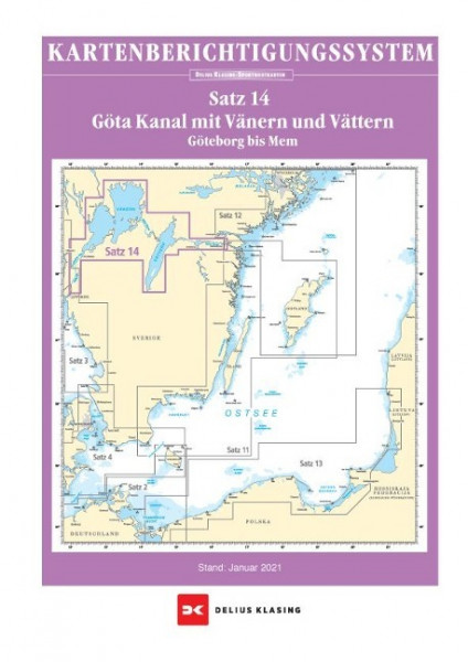 Berichtigung Sportbootkarten Satz 14: Götakanal mit Vänern und Vättern (Ausgabe 2021)
