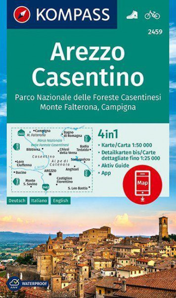 KOMPASS Wanderkarte Arezzo, Casentino, Parco Nazionale delle Foreste Casentinesi, Monte Falterona, Campigna 1:50 000