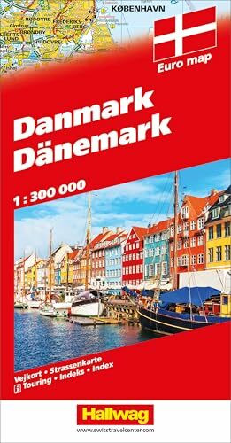 Hallwag Straßenkarten, Dänemark (Maßstab 1:300.000)