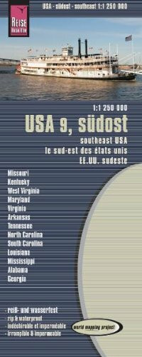 Reise Know-How Landkarte USA 9, Südost (1:1.250.000): Missouri, Kentucky, West Virginia, South Carolina, …: world mapping project